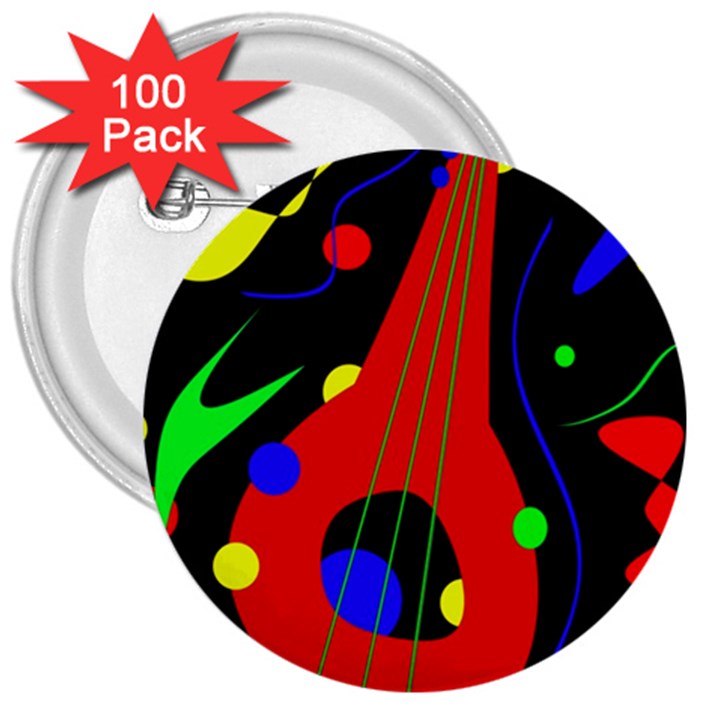 Abstract guitar  3  Buttons (100 pack) 