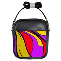 Colorful Lines Girls Sling Bags by Valentinaart