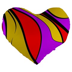 Colorful Lines Large 19  Premium Flano Heart Shape Cushions