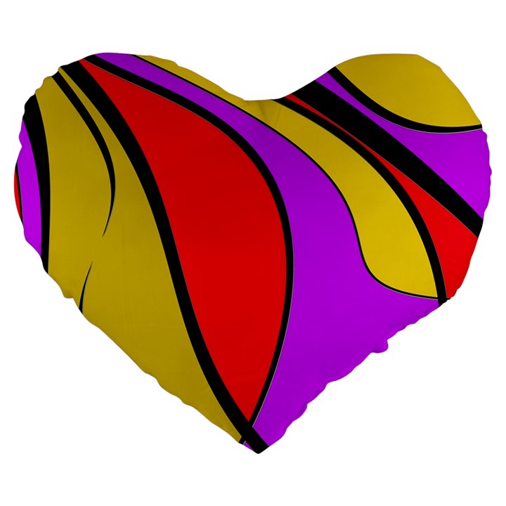 Colorful lines Large 19  Premium Flano Heart Shape Cushions