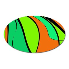 Green And Orange Oval Magnet by Valentinaart