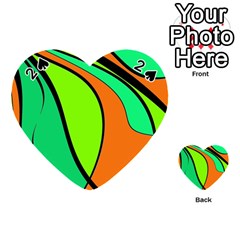 Green And Orange Playing Cards 54 (heart)  by Valentinaart