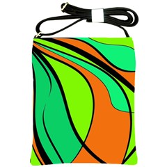 Green And Orange Shoulder Sling Bags by Valentinaart