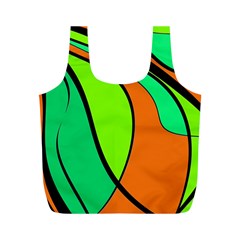 Green And Orange Full Print Recycle Bags (m)  by Valentinaart