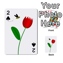 Red Tulip And Bee Playing Cards 54 Designs  by Valentinaart