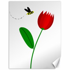 Red Tulip And Bee Canvas 18  X 24  