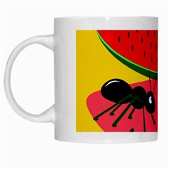 Ants And Watermelon  White Mugs by Valentinaart