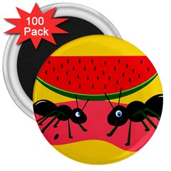 Ants And Watermelon  3  Magnets (100 Pack) by Valentinaart