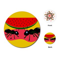 Ants And Watermelon  Playing Cards (round)  by Valentinaart