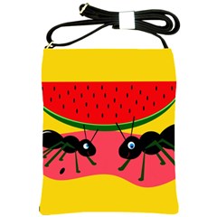 Ants And Watermelon  Shoulder Sling Bags by Valentinaart