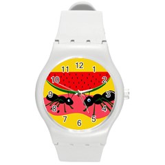 Ants And Watermelon  Round Plastic Sport Watch (m) by Valentinaart