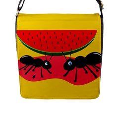 Ants And Watermelon  Flap Messenger Bag (l)  by Valentinaart