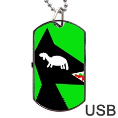 Wolf And Sheep Dog Tag Usb Flash (two Sides)  by Valentinaart