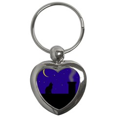 Cat On The Roof  Key Chains (heart) 