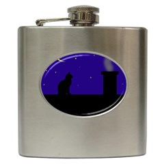 Cat On The Roof  Hip Flask (6 Oz) by Valentinaart