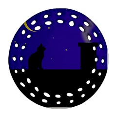 Cat On The Roof  Ornament (round Filigree) 