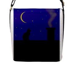 Cat On The Roof  Flap Messenger Bag (l)  by Valentinaart