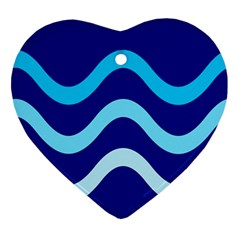 Blue Waves  Heart Ornament (2 Sides)