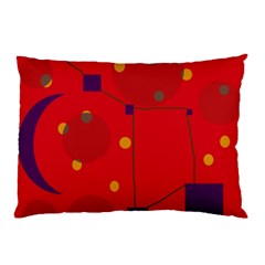 Red Abstract Sky Pillow Case by Valentinaart