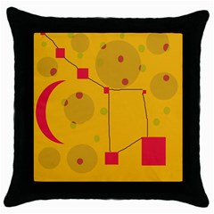 Yellow Abstract Sky Throw Pillow Case (black) by Valentinaart