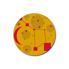 Yellow Abstract Sky Rubber Coaster (round)  by Valentinaart