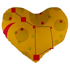 Yellow Abstract Sky Large 19  Premium Heart Shape Cushions by Valentinaart