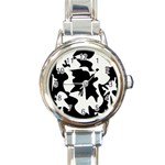 Black and white elegant design Round Italian Charm Watch Front