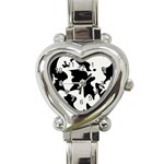 Black and white elegant design Heart Italian Charm Watch Front