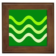 Green waves Framed Tiles