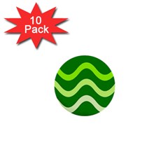 Green Waves 1  Mini Buttons (10 Pack)  by Valentinaart