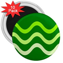 Green Waves 3  Magnets (10 Pack)  by Valentinaart