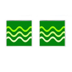 Green Waves Cufflinks (square)