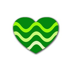 Green Waves Rubber Coaster (heart)  by Valentinaart