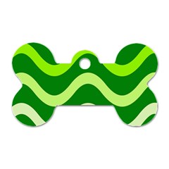 Green waves Dog Tag Bone (One Side)