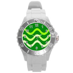 Green waves Round Plastic Sport Watch (L)