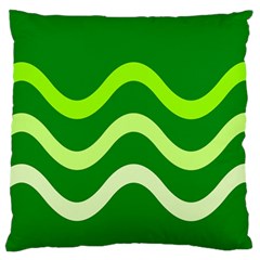 Green waves Large Flano Cushion Case (Two Sides)