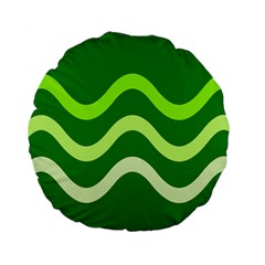 Green waves Standard 15  Premium Flano Round Cushions