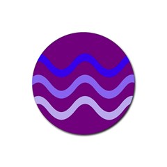 Purple Waves Rubber Round Coaster (4 Pack)  by Valentinaart