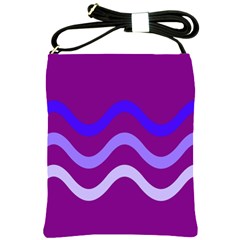 Purple Waves Shoulder Sling Bags by Valentinaart