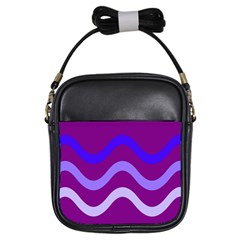 Purple Waves Girls Sling Bags by Valentinaart