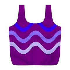 Purple Waves Full Print Recycle Bags (l)  by Valentinaart
