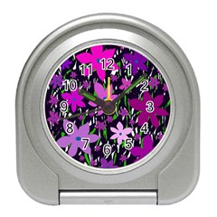 Purple Fowers Travel Alarm Clocks by Valentinaart