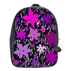 Purple Fowers School Bags(large)  by Valentinaart