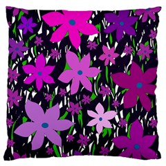 Purple Fowers Large Cushion Case (two Sides) by Valentinaart