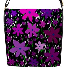 Purple Fowers Flap Messenger Bag (s) by Valentinaart