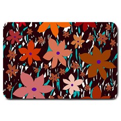 Orange Flowers  Large Doormat  by Valentinaart