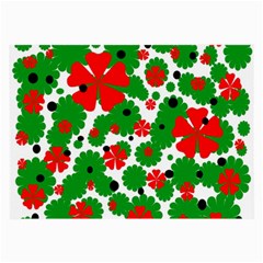 Red And Green Christmas Design  Large Glasses Cloth by Valentinaart