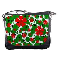 Red And Green Christmas Design  Messenger Bags by Valentinaart