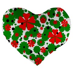 Red And Green Christmas Design  Large 19  Premium Heart Shape Cushions by Valentinaart