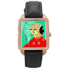 Smoker  Rose Gold Leather Watch 